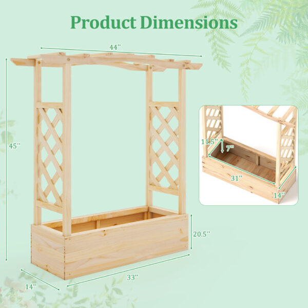 Wooden Raised Garden Bed Planter Box With Trellis And Hanging Roof - Image 6