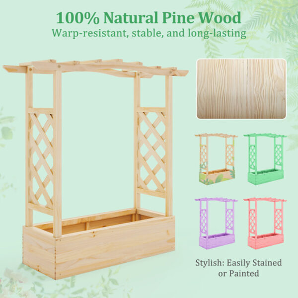 Wooden Raised Garden Bed Planter Box With Trellis And Hanging Roof - Image 9