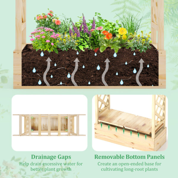 Wooden Raised Garden Bed Planter Box With Trellis And Hanging Roof - Image 8